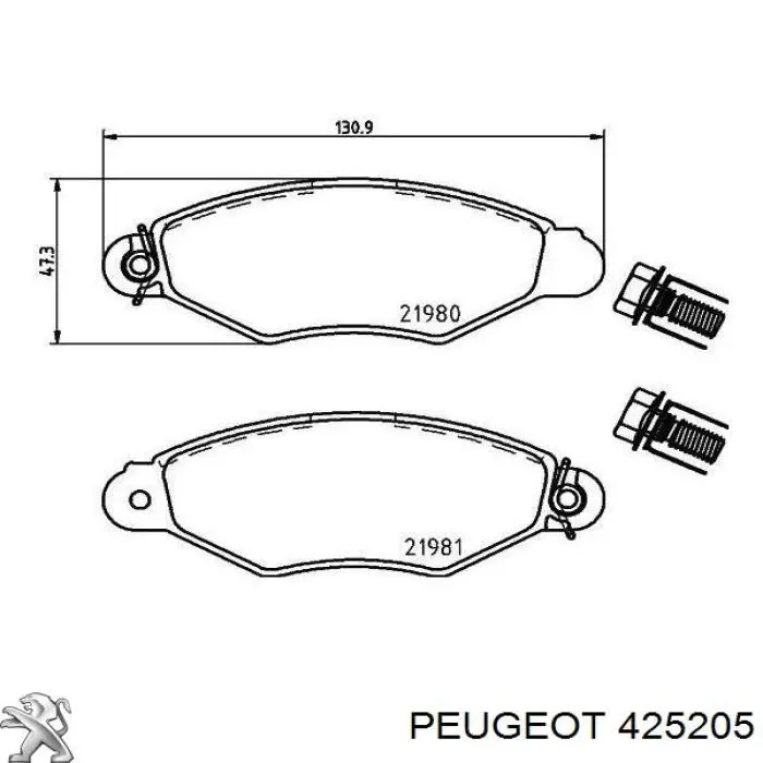 425205 Peugeot/Citroen pastillas de freno delanteras