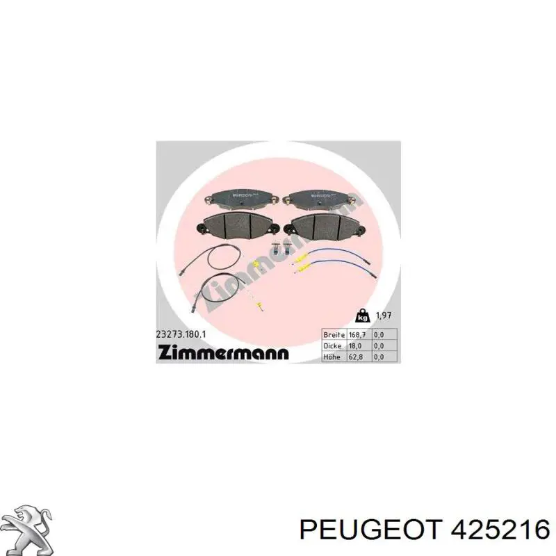 Comprar 425216 Peugeot/Citroen Pastillas delanteras de freno