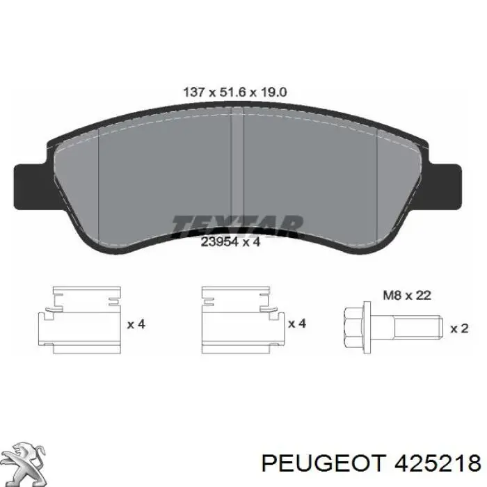 Comprar 425218 Peugeot/Citroen Pastillas delanteras de freno