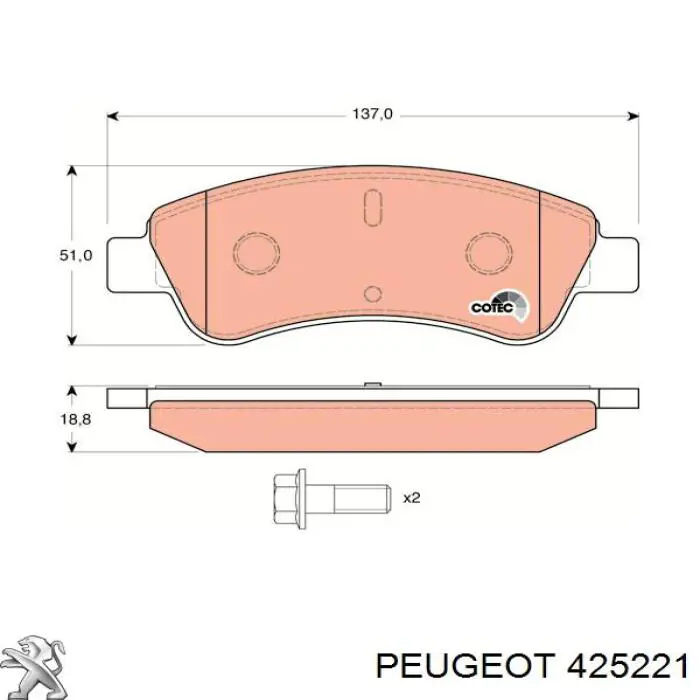 425221 Peugeot/Citroen pastillas de freno delanteras