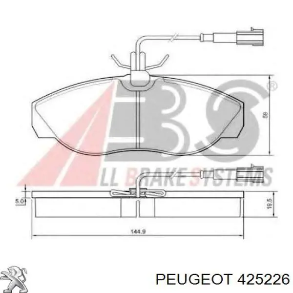 425226 Peugeot/Citroen pastillas de freno delanteras