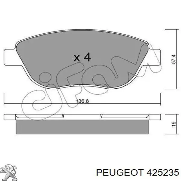 425235 Peugeot/Citroen pastillas de freno delanteras