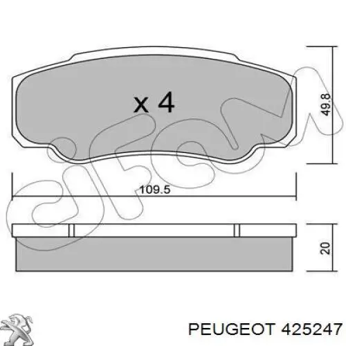 425247 Peugeot/Citroen pastillas de freno traseras