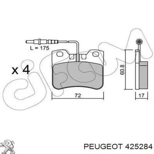 Pastillas freno delanteras Peugeot/Citroen 425284 precio, desde 24,62 EUR