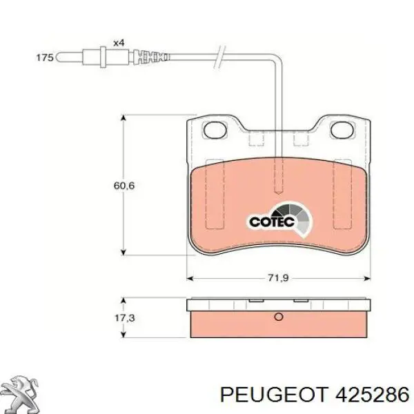 425286 Peugeot/Citroen pastillas de freno delanteras