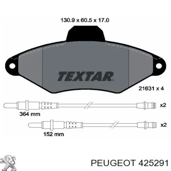 Comprar 425291 Peugeot/Citroen Pastillas delanteras de freno