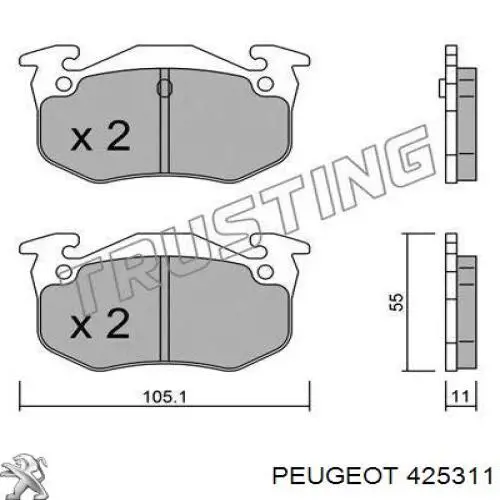 Comprar 425311 Peugeot/Citroen Pastillas de freno traseras