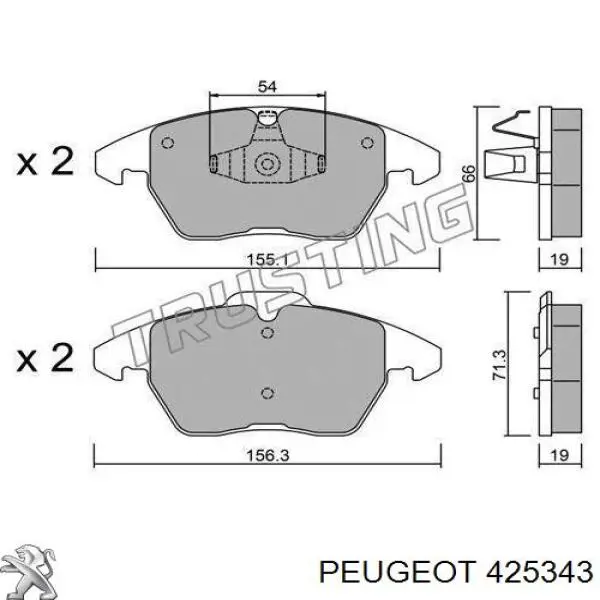 425343 Peugeot/Citroen pastillas de freno delanteras