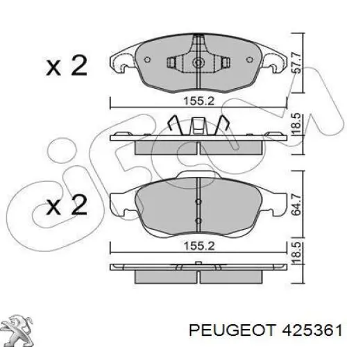 425361 Peugeot/Citroen pastillas de freno delanteras