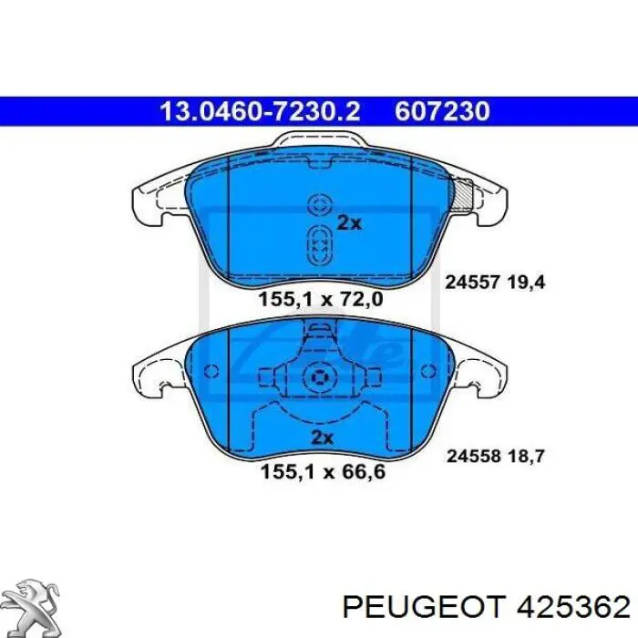 425362 Peugeot/Citroen pastillas de freno delanteras