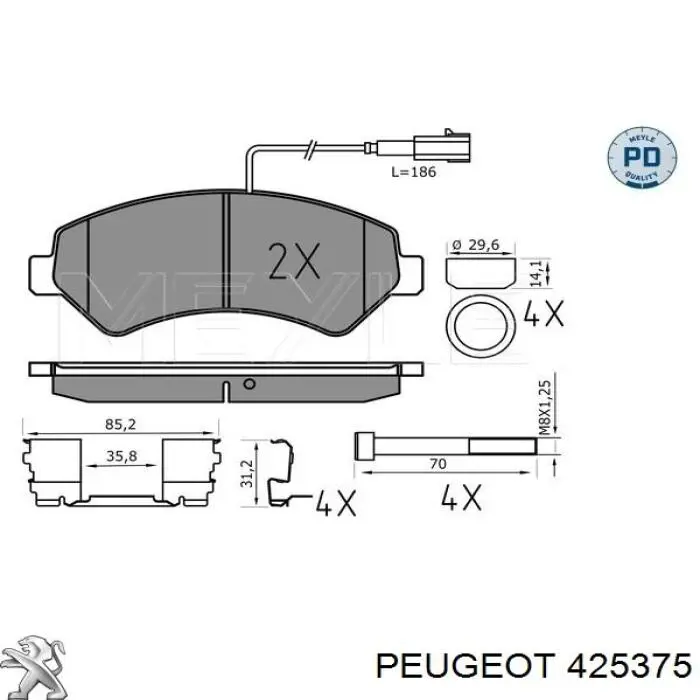 425375 Peugeot/Citroen pastillas de freno delanteras