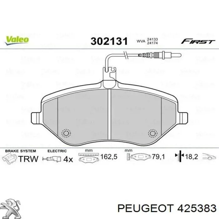 425383 Peugeot/Citroen pastillas de freno delanteras