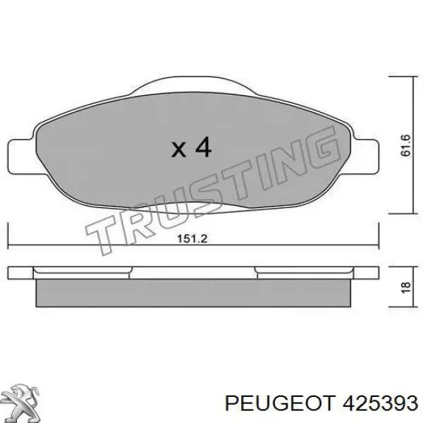 425393 Peugeot/Citroen pastillas de freno delanteras