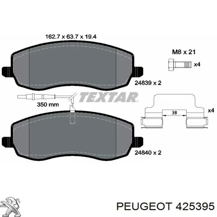 425395 Peugeot/Citroen pastillas de freno delanteras