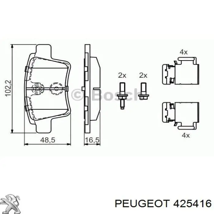 425416 Peugeot/Citroen pastillas de freno traseras