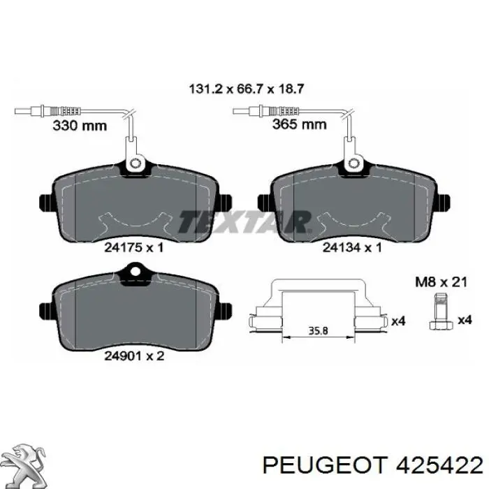 Pastillas freno delanteras Peugeot/Citroen 425422 precio, desde 44,45 USD