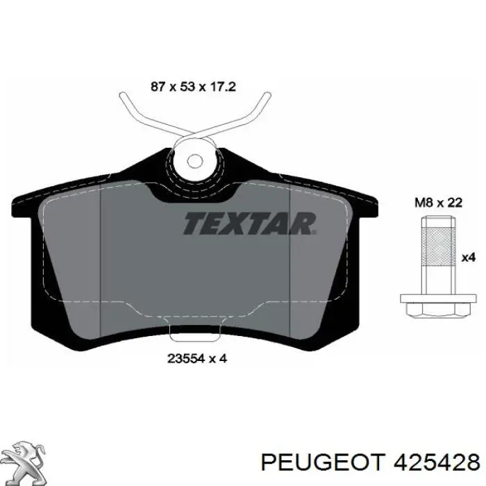 Comprar 425428 Peugeot/Citroen Pastillas de freno traseras