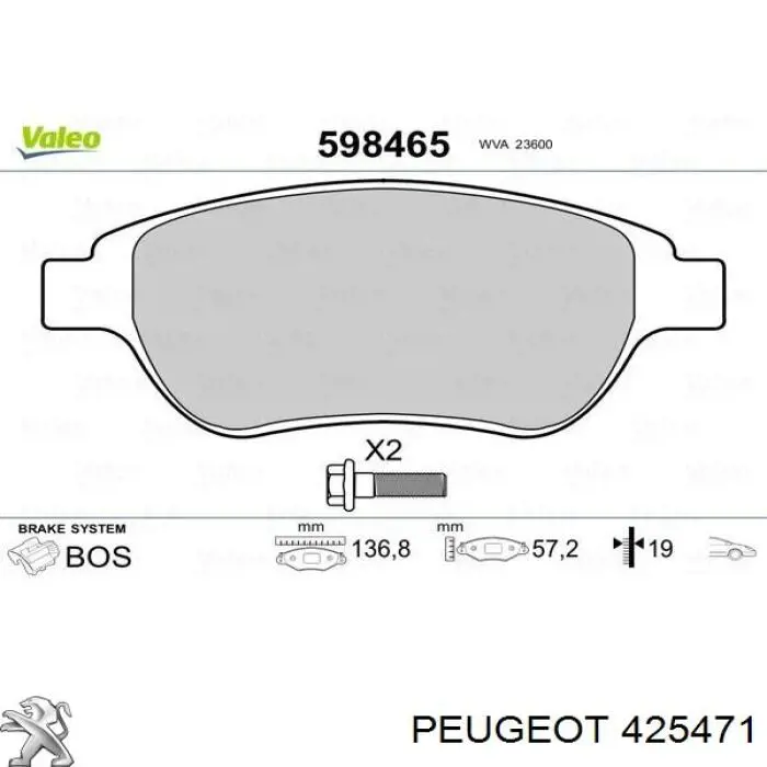 Pastillas freno delanteras Peugeot/Citroen 425471 precio, desde 20,44 EUR
