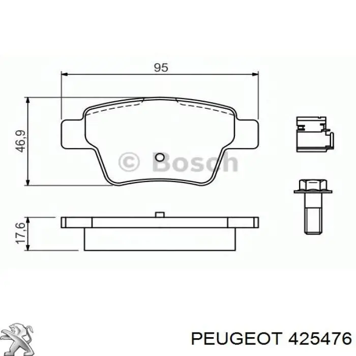 Comprar 425476 Peugeot/Citroen Pastillas de freno traseras