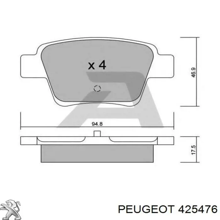Pastillas de freno traseras 425476 Peugeot/Citroen