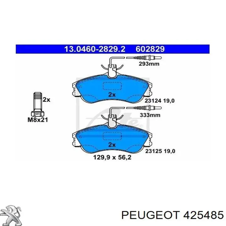 Comprar 425485 Peugeot/Citroen Pastillas delanteras de freno