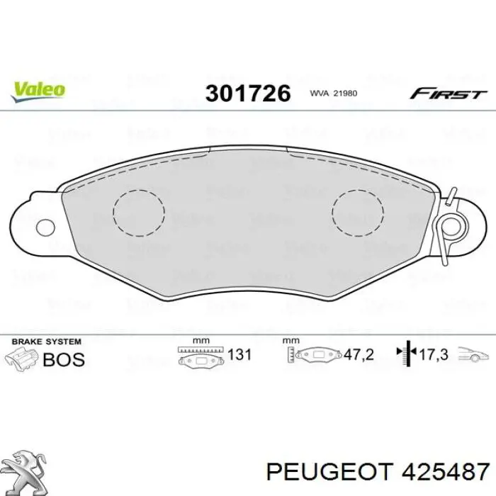 425487 Peugeot/Citroen pastillas de freno delanteras