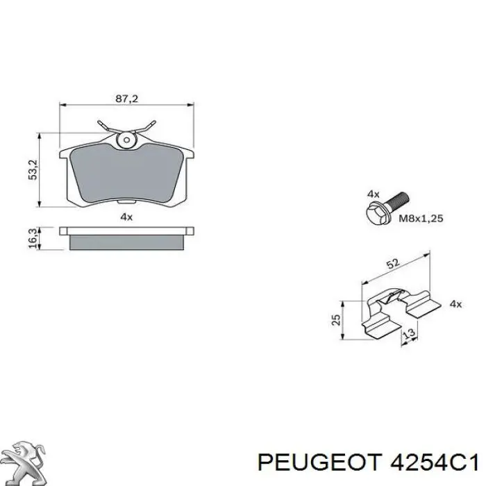 Pastillas traseras de freno Peugeot/Citroen 4254C1 precio, desde 29,22 EUR