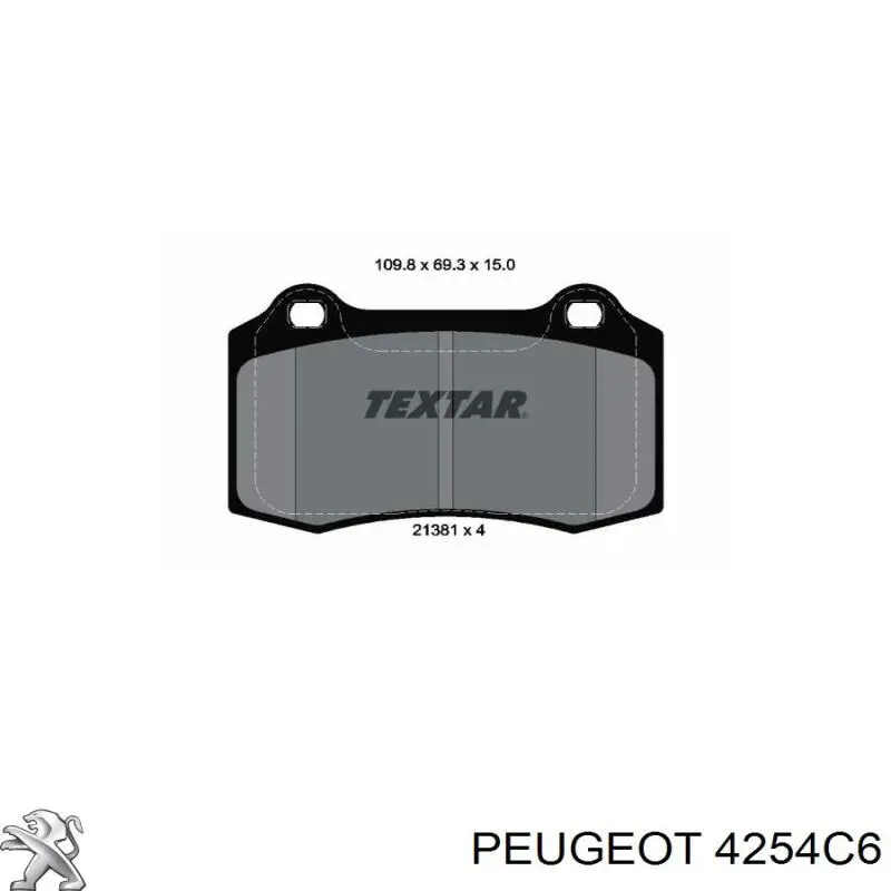 Pastillas de freno traseras 4254C6 Peugeot/Citroen