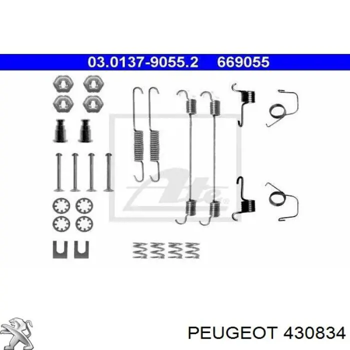 430834 Peugeot/Citroen kit de montaje, zapatas de freno traseras