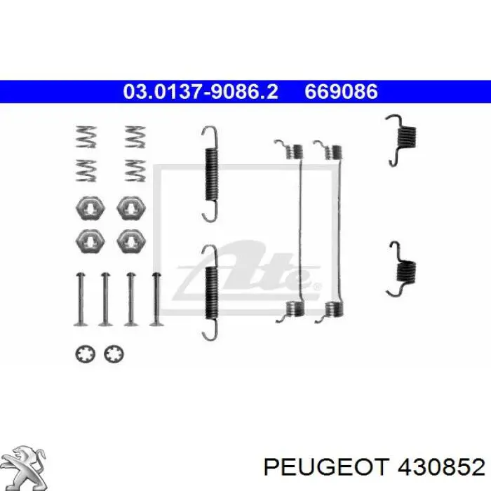 430852 Peugeot/Citroen kit de montaje, zapatas de freno traseras