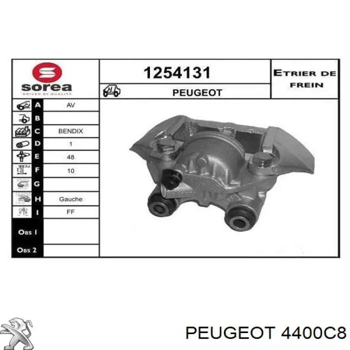 4400C8 Peugeot/Citroen Pinza de freno delantera izquierda