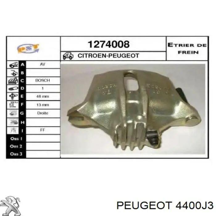 441062 Peugeot/Citroen pinza de freno delantera derecha