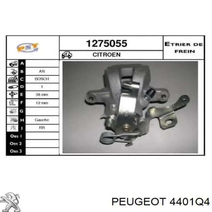 Comprar 4401Q4 Peugeot/Citroen Pinza de freno trasera izquierda