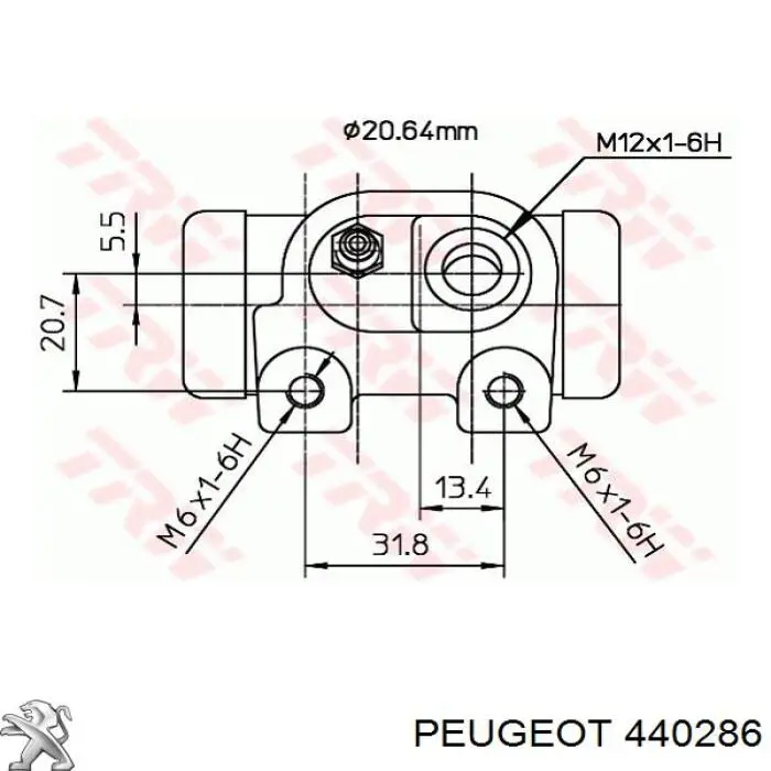 440286 Peugeot/Citroen cilindro de freno de rueda trasero