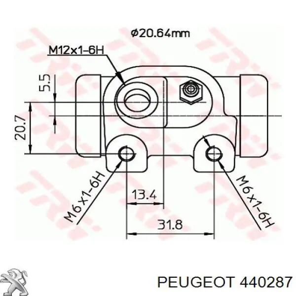 440287 Peugeot/Citroen cilindro de freno de rueda trasero