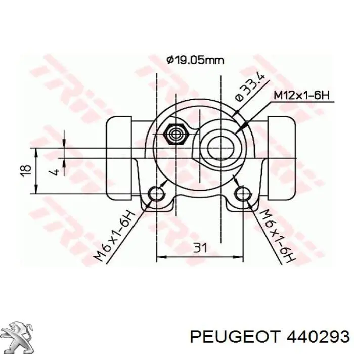 440293 Peugeot/Citroen cilindro de freno de rueda trasero