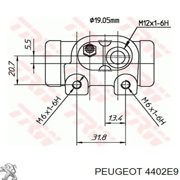 Comprar 4402E9 Peugeot/Citroen Cilindro de freno de rueda trasera