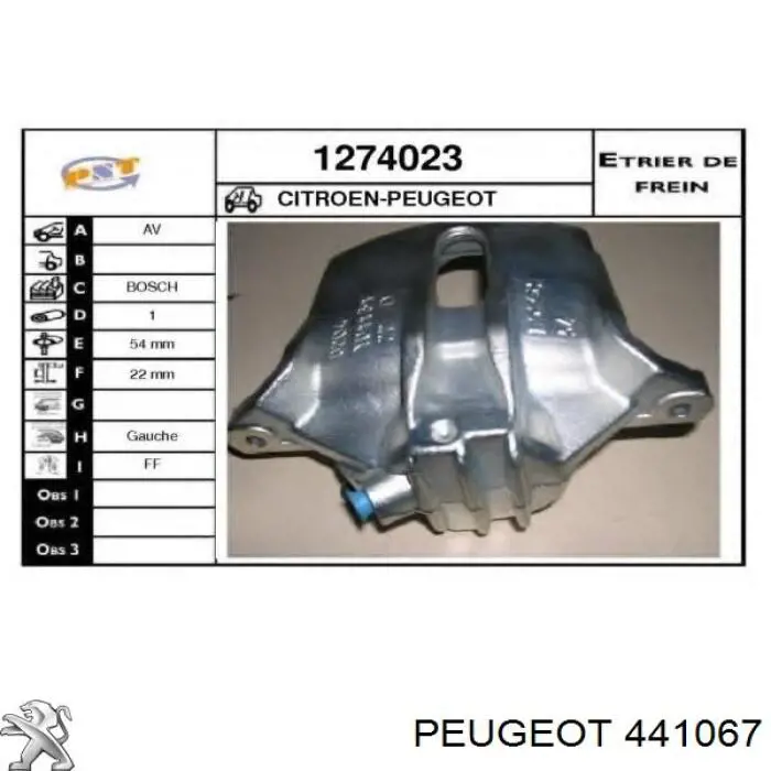 Comprar 441067 Peugeot/Citroen Pinza de freno delantera izquierda