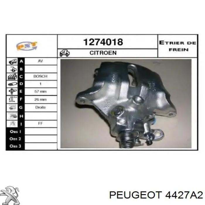 4427A2 Peugeot/Citroen juego de reparación, pinza de freno delantero