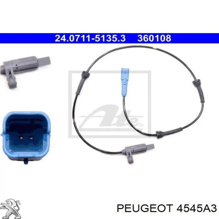 4545A3 Peugeot/Citroen sensor abs trasero
