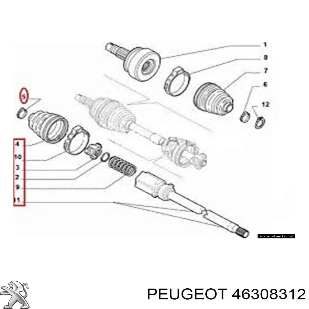 46308312 Peugeot/Citroen trípode, árbol de transmisión