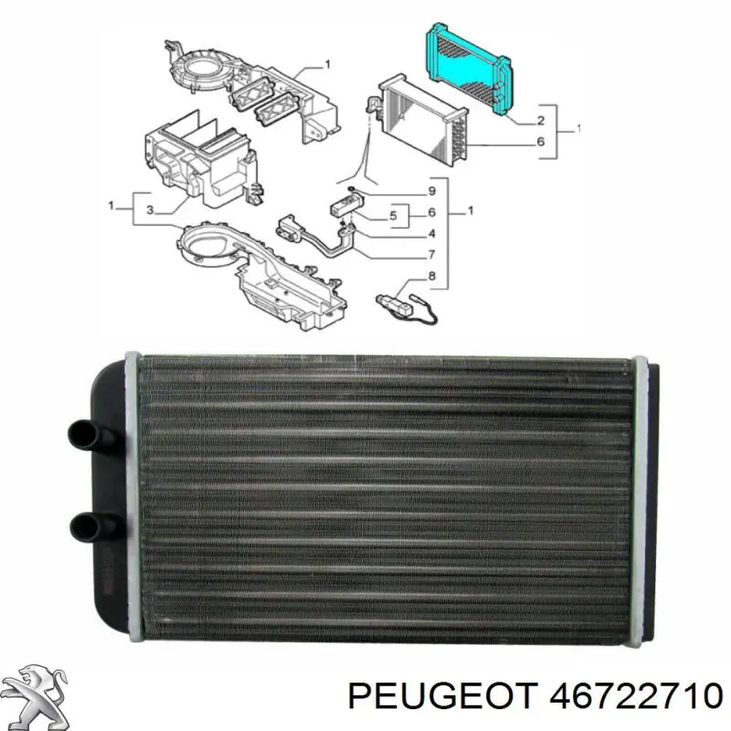 46722710 Peugeot/Citroen radiador de calefacción