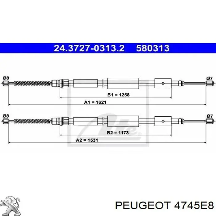 4745E8 Peugeot/Citroen cable de freno de mano trasero derecho/izquierdo