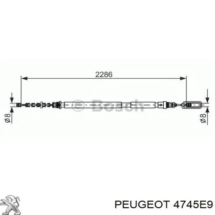 4745E9 Peugeot/Citroen cable de freno de mano delantero