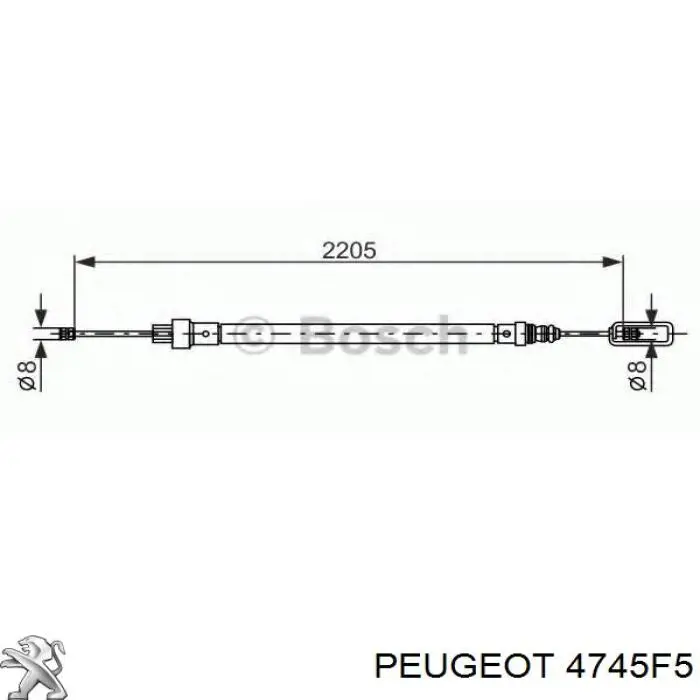 4745F5 Peugeot/Citroen cable de freno de mano trasero derecho