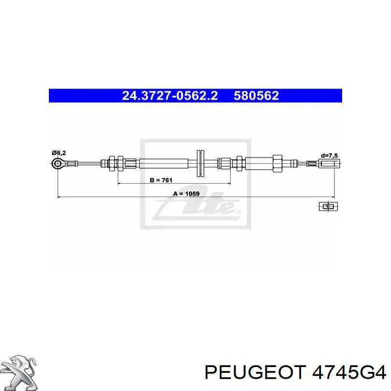 4745G4 Peugeot/Citroen cable de freno de mano delantero