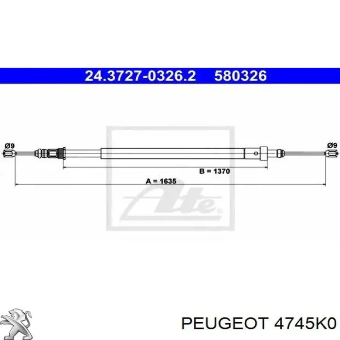 E074060 Peugeot/Citroen cable de freno de mano trasero izquierdo