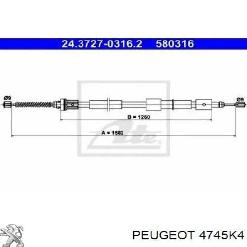 E074010 Peugeot/Citroen cable de freno de mano trasero izquierdo