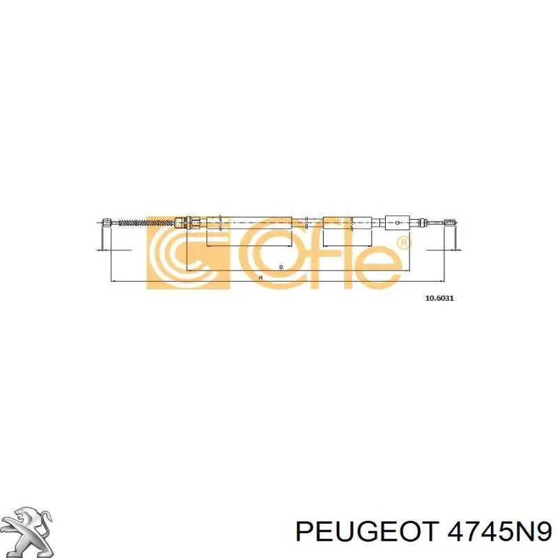 4745N9 Peugeot/Citroen cable de freno de mano trasero derecho