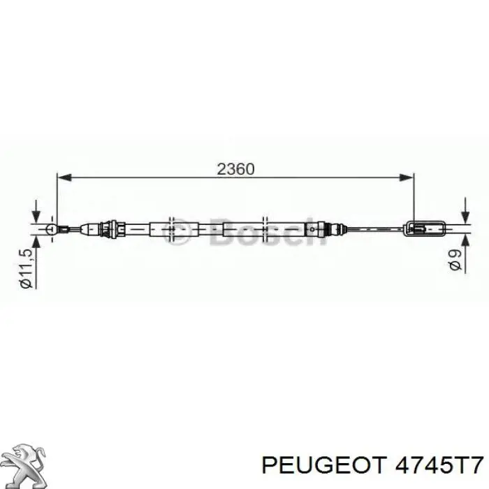 4745T7 Peugeot/Citroen cable de freno de mano trasero derecho